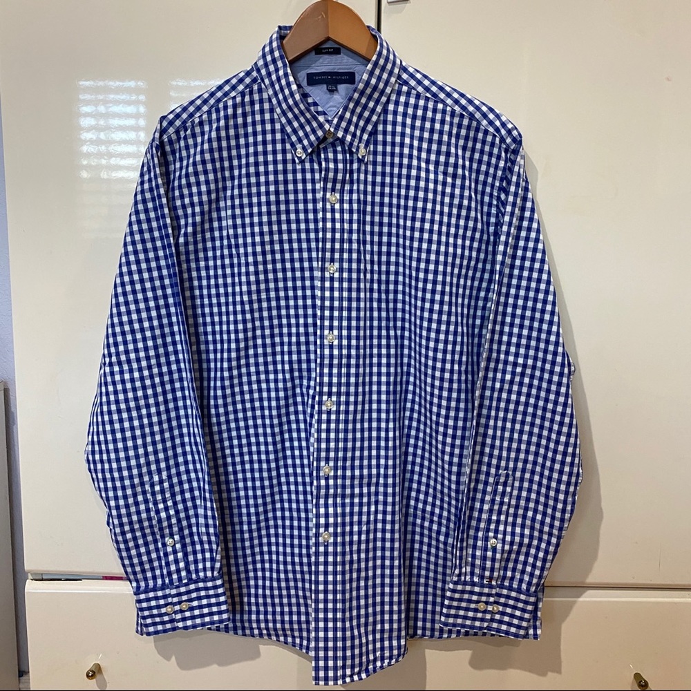Tommy Hilfiger blue&white checker gingham shirt